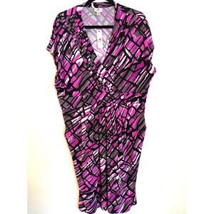 Vintage New 1990s Worthington Purple Abstract Amelia Stretch Dress SIZE 1X